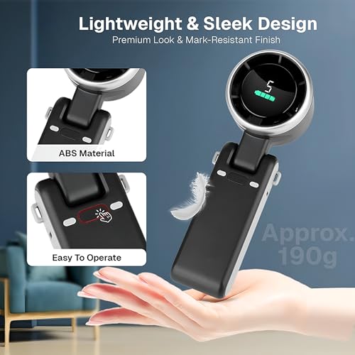 Image of GISMO Portable Handheld Fan with LED Display, 1200mAh USB Rechargeable Mini Fan, 5 Speed Adjustable Turbo Personal Cooling Fan, Foldable Desk Fan for Travel /Office /Outdoor /Home Use - Black