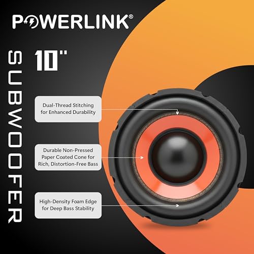 Image of POWERLINK 10 inch Subwoofer Imported Orange SPL Foam-400W Power /4-Ohm /1.5-Inch Copper Coil /120mm Single Magnet Ideal for Upgrading Car Bass Tubes, Home Subwoofer Systems,DIY Audio Projects