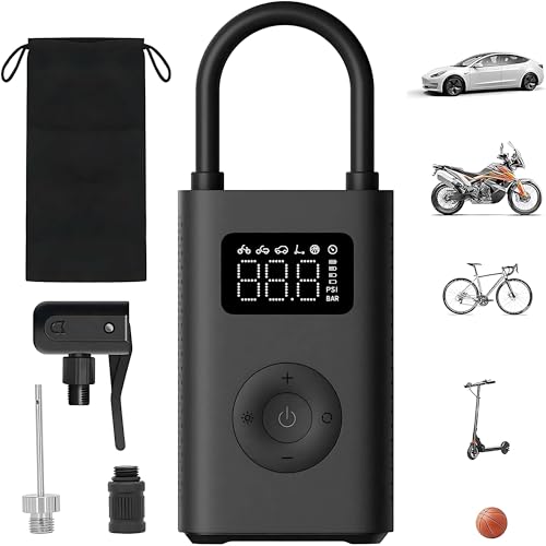 Xiaomi Compresor de aire eléctrico portátil, inflador de neumáticos de 150 PSI para coche, scooter, neumáticos de bicicleta y bolas, inalámbrico con detección de presión digital