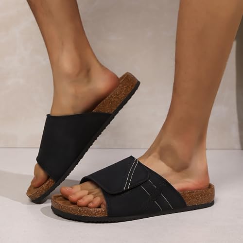 Comfort Slides Sandals, Cork Footbed, Adjustable Strap2