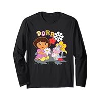 Dora the Explorer Boots the Monkey Flowers in the Rain Long Sleeve T-Shirt