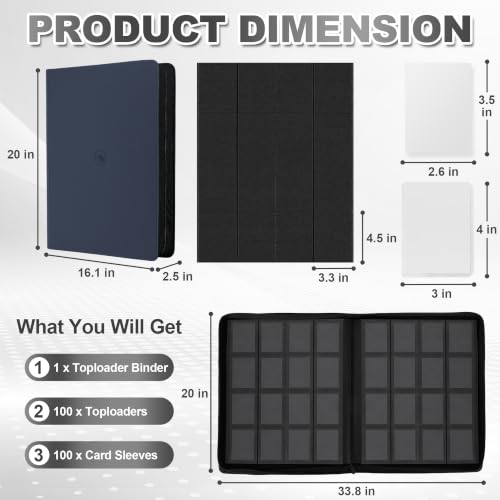 Image of Top Loader Binder 16 Pocket, Holds 640 Toploaders, 100 Toploaders INCLUDED
