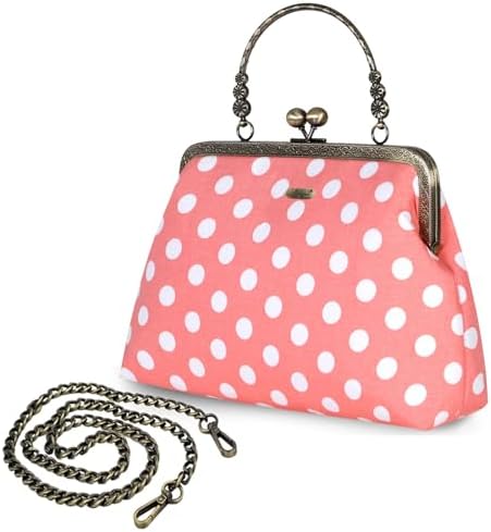 Evening Bag Vintage Purse Kiss Lock Purses and Handbags for Women Floral Canvas Handbag