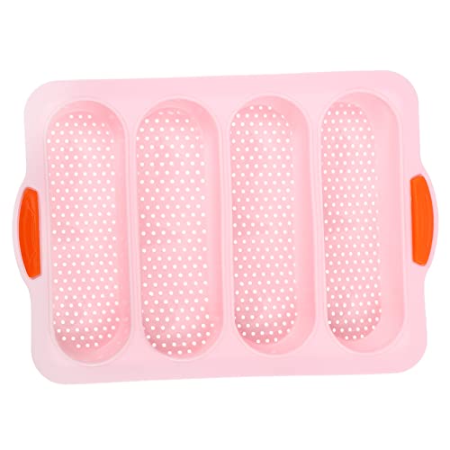 MOLUCKFU 4 Slot Baking Bread Pan French Bread Mold Silicone Baking Dish Oven Safe for Home Use