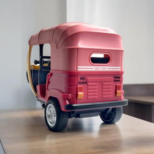 Image of PLUSPOINT Auto Rickshaw Toy,with Pull Back Action City Traffic Vehicles Public Transport Toy with Light and Sound for Aged 3 4 5 6 Boys and Girls,Kids Party Favors Gifts (Jolly Auto), Multicolor