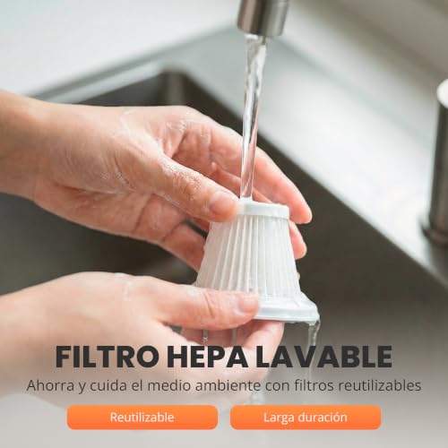 Miniatura 7 de Jupplies Aspirador De Mano Inalámbrico Potente, 22000 Pa, 3 Intensidades 4 En 1: Succión, Soplado, Inflado, Vacío 7 Accesorios, Motor Sin Escobillas Mini Aspiradora Hogar Coche Gris