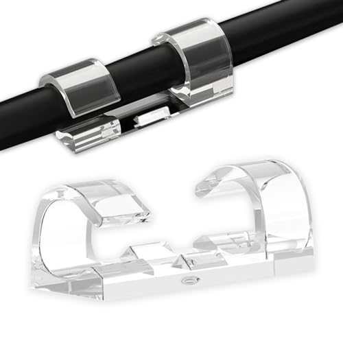 Kablo Klipsi Paketi; 20 Adet Yapışkanlı Kablo Tutucu Klips, Yapıştırıcı Akrilik ile, çalışma masası, güç kablosu, USB şarj kablosu, şarj kablosu vb. için güvenli altlık, Şeffaf