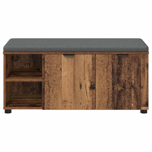 Banc de couloir avec coussin 100x38x46 cm en bois et étagère