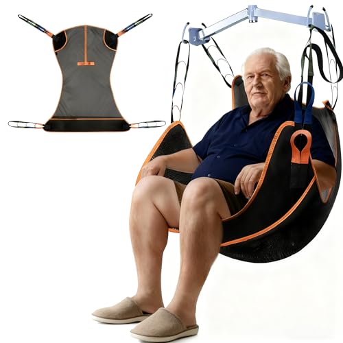 MDSTOP Universal Full Body Patient Lift Sling, Transfer Sling for Elderly & Disabled with Padded, Patient Aid Lift Medical Sling for Shower Bath, Transfer, Positioning and Lifting (Black)