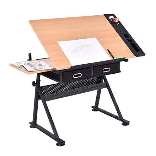 Adjustable Height Drafting Table with Storage Tiltable Craft Desk for Art Painting Ideal for Home and Office Use