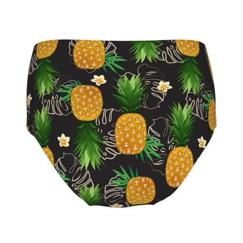 Pineapple With Frangipani Flower Girls' Underwear Soft Cotton Little Girls Panties Comfort Briefs2