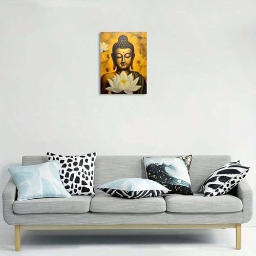 Impression sur toile lotus Bouddha 50x75cm pour décoration murale de chambre - 4