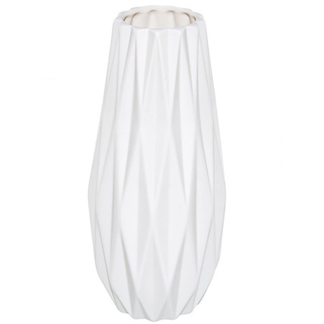 Modern Simple Ceramic Dried Flower vase Rivet Modern Angled Stoneware Home Decor Flower Vase -7.5inch, White