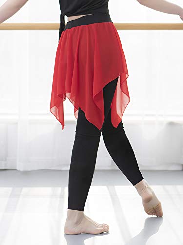 Phomnd Leggings femininos 2 em 1 saia macia modal de chiffon calças assimétricas Slim Dance Yoga Pil