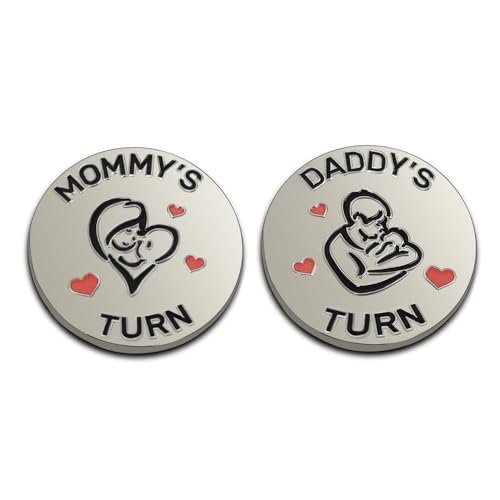 Image of New Dad Mom Gifts Funny Decision Making Coin, New Parent Mummy Daddy Pregnancy Women First Time to be Moms Dads Gifts Double Sided