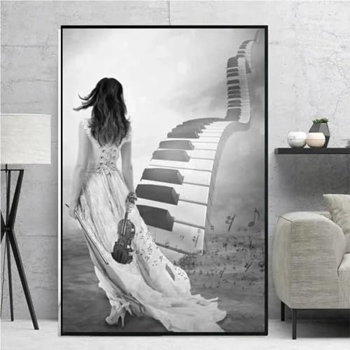 Piano noir et blanc toile décorative 35x50 cm moderne sans cadre