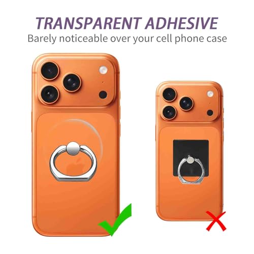 Image of 4 Pack Jsoerpay Cell Phone Ring Holder, Transparent Phone Ring 360Rotation Finger Ring Stand, Clear Phone Ring Finger Kickstand Compatible with Most of Phones, Tablet and Case (2Silver+2Rose Gold)