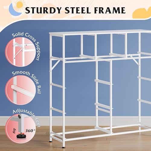 Image of WLIVE 9 Drawer Dresser, Fabric Storage Tower for Bedroom, Hallway, Closet, Tall Chest Organizer Unit for Bedroom with Fabric Bins, Steel Frame, Wood Top, Tie-dye Print (Pink, Purple, Blue)