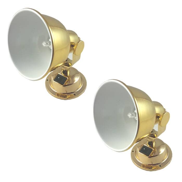 White Water 2108BH-2PK Brass Reading Berth Light with Swivel for Marine, Boats, Yachts, Bed Headboard, 3-3/8
