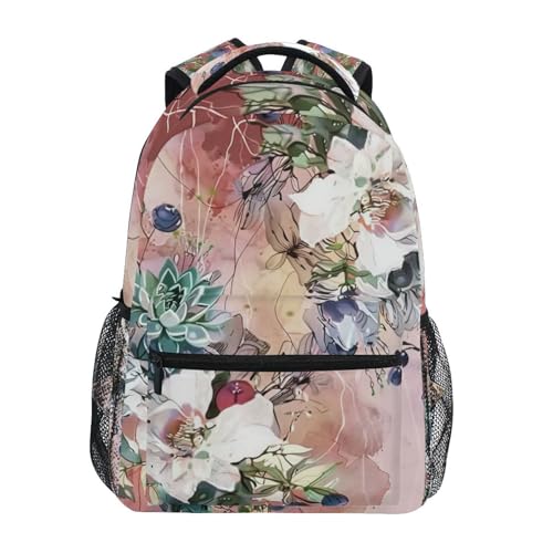 Sac à dos scolaire fleurs abstraites rose 29x40cm pour enfant