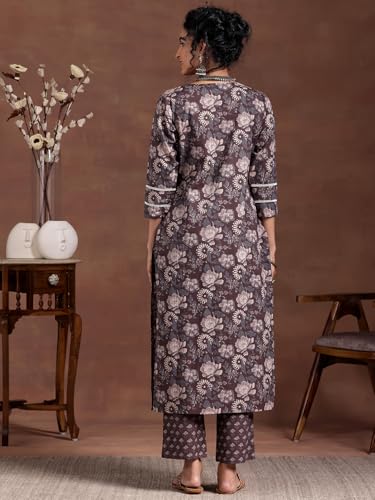 Image of Libas Printed Cotton Straight Kurta With Trouser