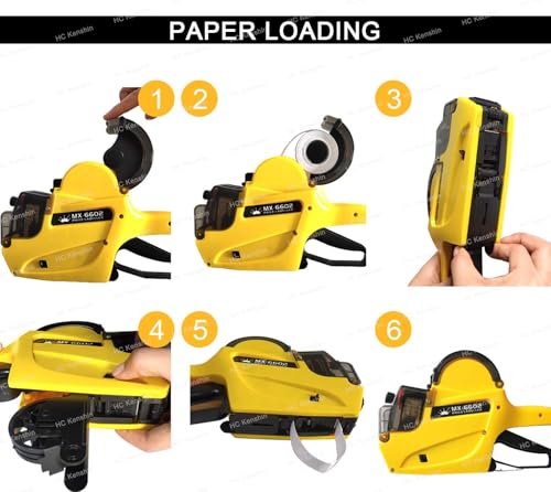 كاستويف مسدس بطاقة تسعير بخطين (اصفر) - مجموعة الكل في واحد مع 2500 ملصق فارغ وعجلة حبر واحدة | ملصق أسعار محملة مسبقًا للبيع بالتجزئة والملابس والمكتب وبيع المرآب ومخزون البوتيك