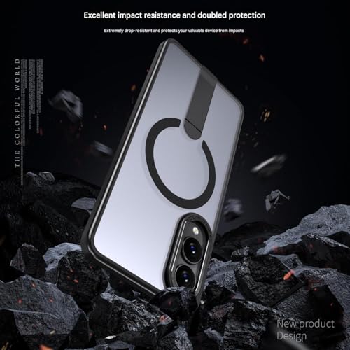 Image of DIZORO Compatible with Samsung S25 Edge 5g Case with Magsafe Included 3 Kick Stand Mode Military-Grade Drop Protection & Hard PC Back Cover Slim Matte Feel Anti-Scratch Shockproof Phone Case,Black