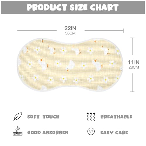 Cheerful Ducks Pattern Muslin Burp Cloths for Baby 4-Layer Absorbent Cotton Large 22" x 11" Soft Spit Up Rags for Newborns Boys Girls, 4 Pack2