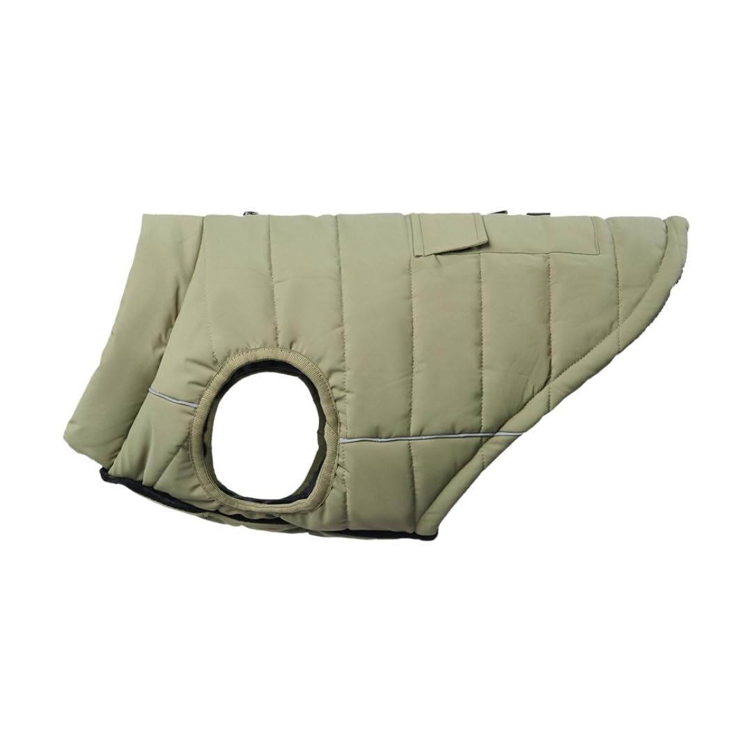 Spark Paws Dog Winter Jacket, Water-Resistant Coat, Warm Reflective Windproof Fleece-Interior, For Medium and Large Dog- Olive - M