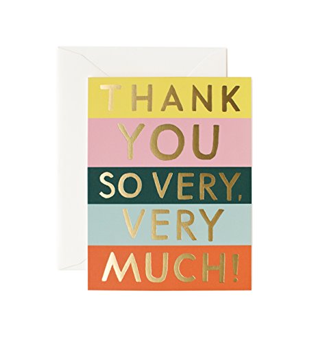 Color Block Stripes Thank You Note Cards by Rifle Paper Co. -- Set of 8 Cards and Envelopes