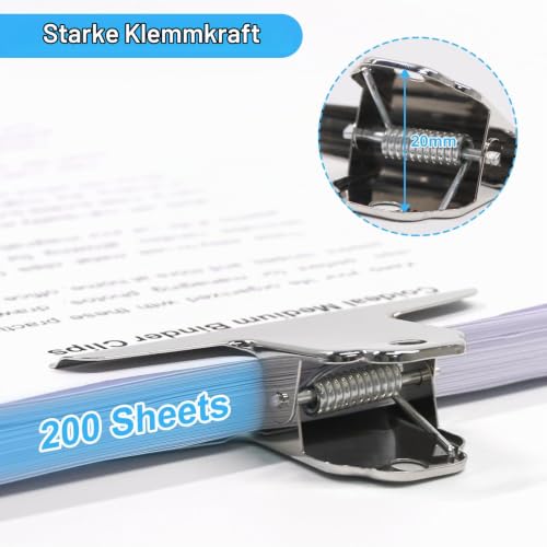 Foto von 4 Zoll große Bulldogge Clip, Coideal 10 Pack Silber Edelstahl Datei Geld Binder Clips Klammern