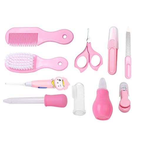 10Pcs Baby Health Care Nail Tools Infant Safety Nail Clipper Scissor Newborn Grooming Kit(Pink)