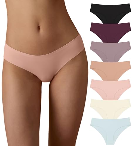 Image of SHARICCA Women Seamless Cheeky Bikini No Show Panties Ladies Invisible Breathable Briefs Soft Stretch Underwear Multi Pack
