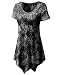 Doublju Womens Short Sleeve Scoop Neck Solid / Tie Dye Tunic Top With Asymmetrical Hem BLACK 2XL
