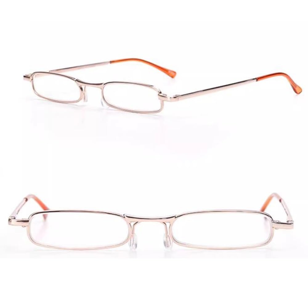 Mini Gafas de Lectura 2.5 Ultraligero Metal Gafas de Lectura Mujeres Moda Lector con Funda de Gafas Ligeras portátiles Gafas de TV Anti Resplandor(+1.0)