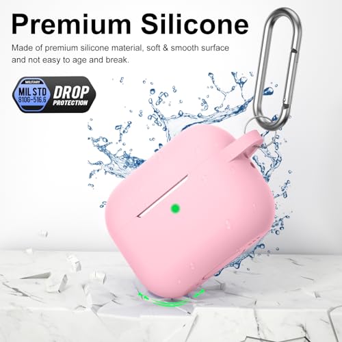 Image of for AirPods Pro 2nd 1st Generation Case Cover with Keychain, Protective Soft Silicone Skin Accessories for Apple AirPods Pro Charging Case 2022 /2019, Front LED Visible, Pink
