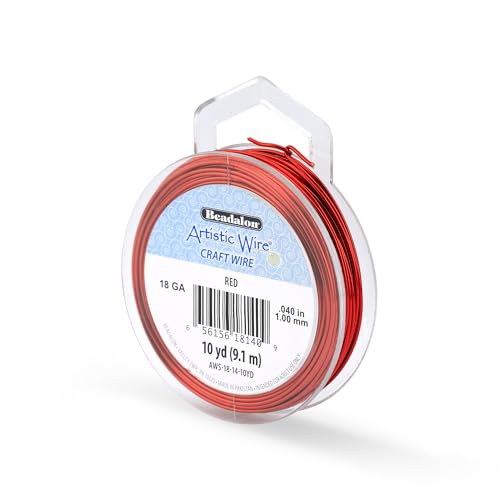 Image of Artistic Wire, 18 Gauge Tarnish Resistant Colored Copper Craft Wire, Red, 10 yd