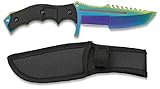 VIKING GEAR® Elite Huntsman - Rainbow CS GO Knife Tactical - Taktisches Messer mit Holster - Survival - Outdoor - Jagdmesser - Anglermesser - Campingmesser - festehende Klinge FullTang
