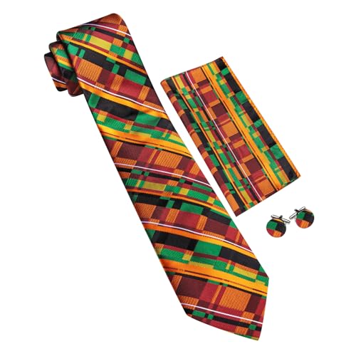Image of Barry.Wang Man Tie Sets Skull Ties Animal Extra Long Necktie Silk Woven Handkerchief Cufflinks Festival Party Gift