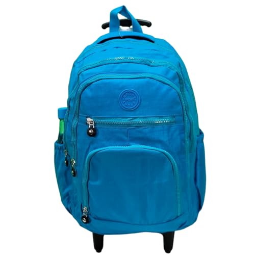 Mochila Escolar de Rodinha, Juvenil, Feminina/Masculina, Stay-Clean, Preta (Azul Celeste)