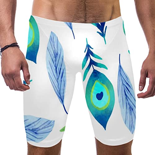 Swim jammers de patrón de plumas de pavo real y tejido técnico Endurance para natación de competición