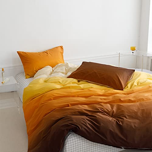 Wellboo Orange Gradient Comforter Sets King Solid Yellow And Orange Bedding Comforters Cotton Women Girls Modern Plain Orange Brown Soft Quilts Simple Style Farmhouse Abstract Art Orange Blanket Warm #TOP4