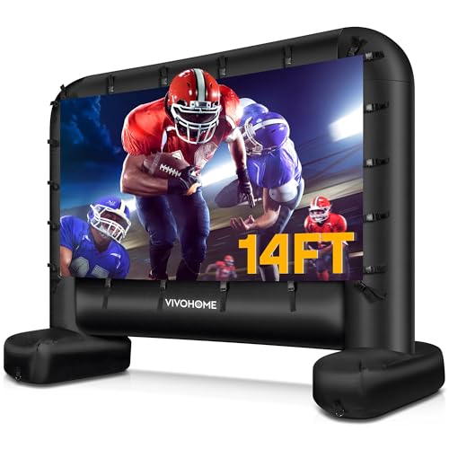 Image of VIVOHOME 14 FT Inflatable Projector Screen for Outside, Blow Up Movie Screen Outdoor Use, Mega Large TV Screen with Carry Bag for Backyard, Tube Leg Support