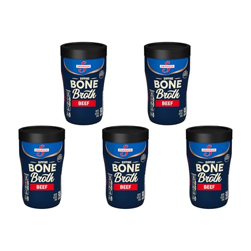 Image of Swanson Sipping Bone Broth, Beef Bone Broth, 10.75 OZ Cup (Pack of 5)
