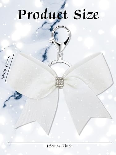 Image of Tondiamo Cheer Bow Keychain Cheer Keychain with Rhinestones Cheerleader Keyrings for Team Gift Cheerleading Sports Accessory