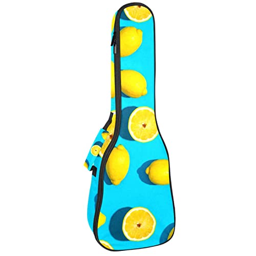 Housse pour ukulélé jaune fruit citron bleu 10 mm rembourrage épais 53,3 cm sac de transport pour ukulélé avec sangles… - Les Beatles, Paul McCartney, John Lennon, RIngo Starr, George Harrison Housse pour ukulélé jaune fruit citron bleu 10 mm rembourrage épais 53,3 cm sac de transport pour ukulélé avec sangles…