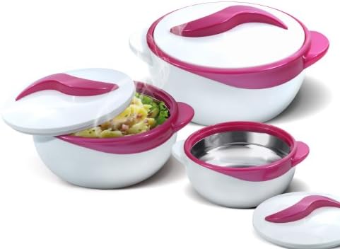 Pinnacle Insulated Casserole Dish with Lid 3 pc. Set 2.6/1.5/1 qt. Hot Pot Food Warmer/Cooler Thermal Soup/Salad Serving Bowl- Stainless Steel Hot Food ContainerBest Gift Set for Moms Holidays