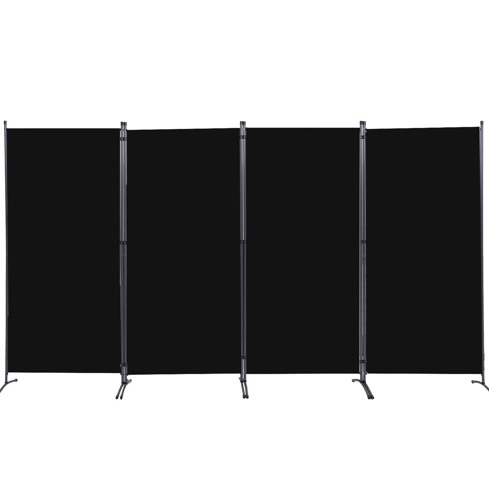 YASRKML 4 Panel Room Divider, Folding Privacy Screen for Office, Partition Room Separators, Freestanding Room Fabric Panel Beige 136x71.3inch Black