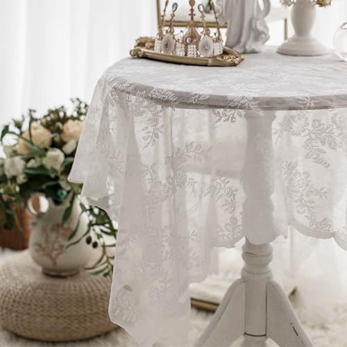 Nappe 150 x 200 rectangle blanche nappe lavable anti tache polyester dentelle - 3