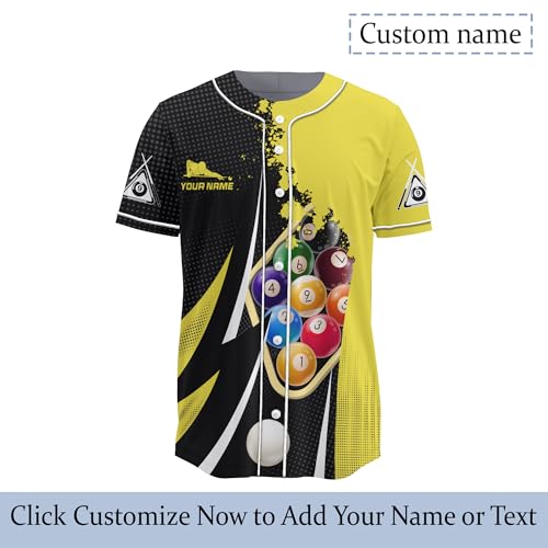 Customized Billiards Club Camiseta de Béisbol con Botones 3D Softball miniatura 3